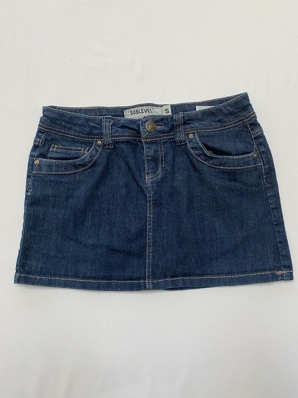 Sublevel Denim Mini Skirt Size S Y2K Indie Low Rise Jean Skirt